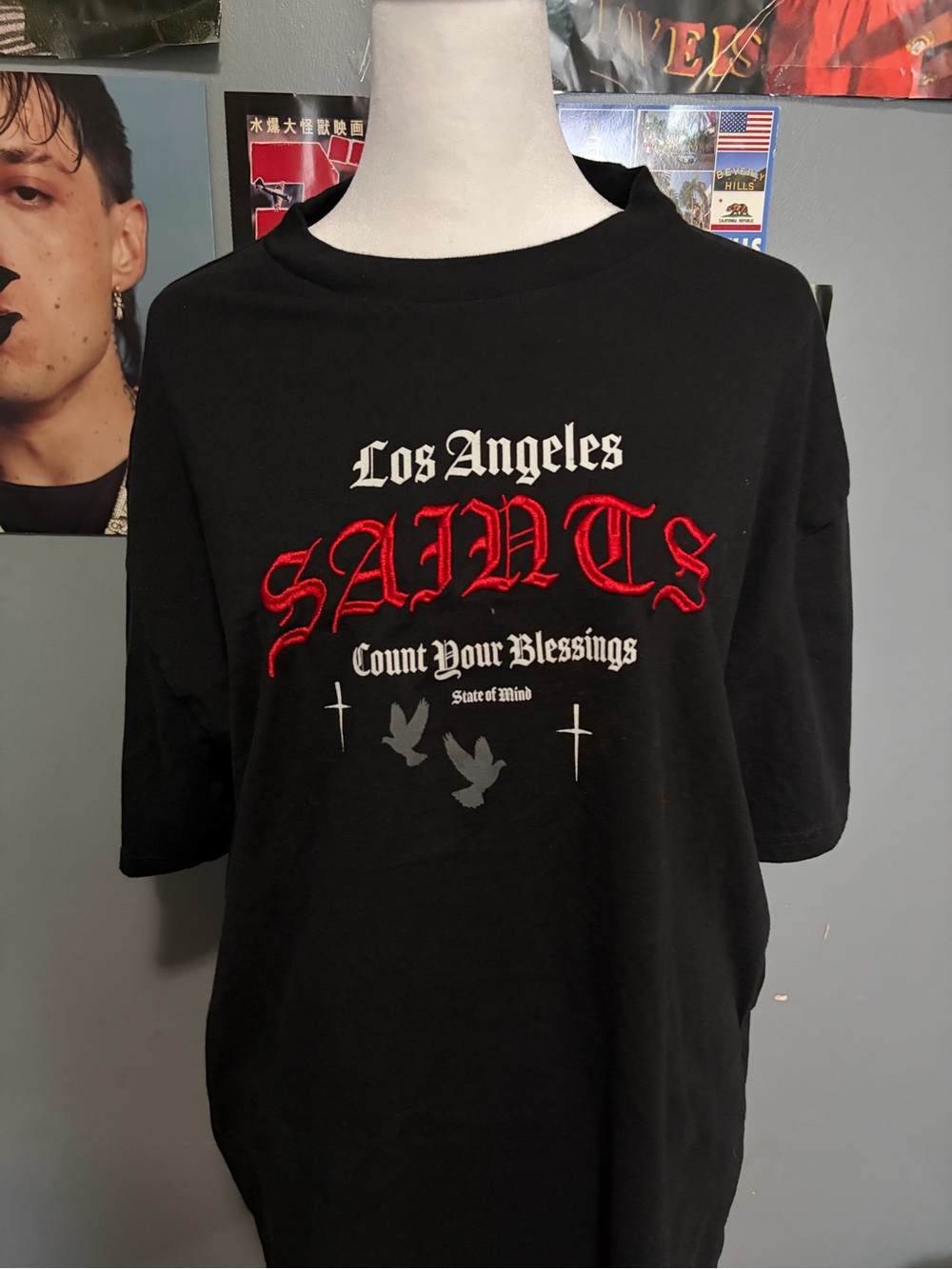 Men's Black Los Angeles Saints Graphic Short-Sleeve Tee